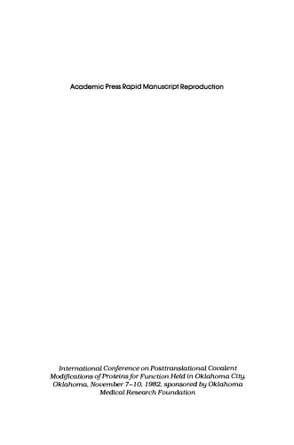 Posttranslational Covalent Modifications of Proteins