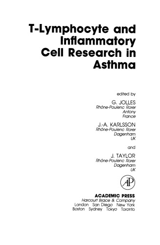 T-Lymphocyte and Inflammatory Cell Research in Asthma