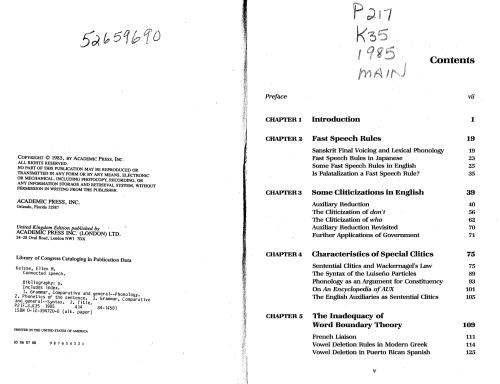 Connected speech : the interaction of syntax and phonology.