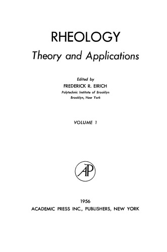 Rheology. Theory and Applications