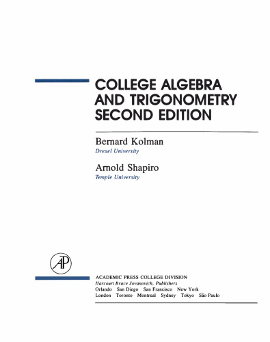 College algebra and trigonometry