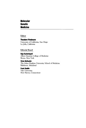Molecular Genetic Medicine. Volume 1