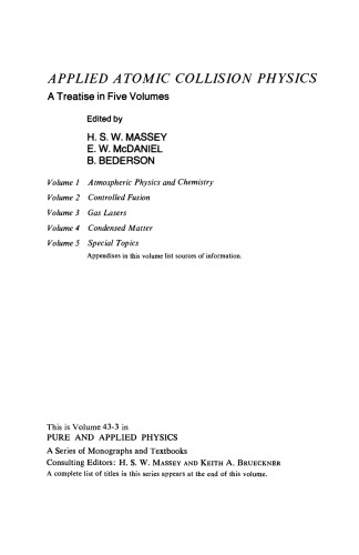 Gas Lasers. Applied Atomic Collision Physics, Vol. 3