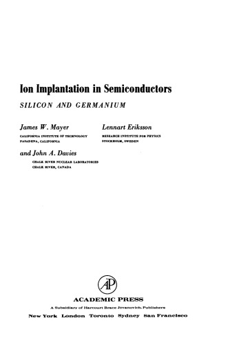 Lon Implantation in Semiconductors. Silicon and Germanium