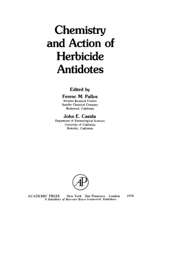 Chemistry and Action of Herbicide Antidotes