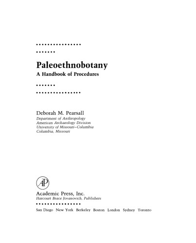 Paleoethnobotany. A Handbook of Procedures