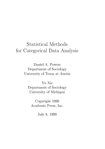 Statistical Methods for Categorical Data Analysis
