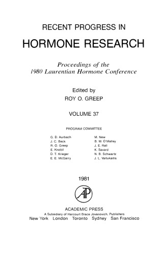 Proceedings of the 1980 Laurentian Hormone Conference