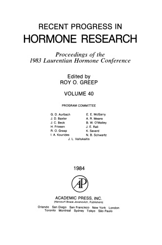 Proceedings of the 1983 Laurentian Hormone Conference