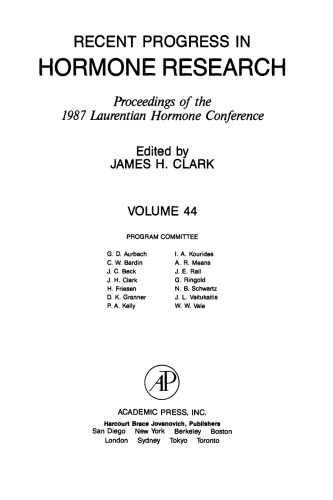 Proceedings of the 1987 Laurentian Hormone Conference