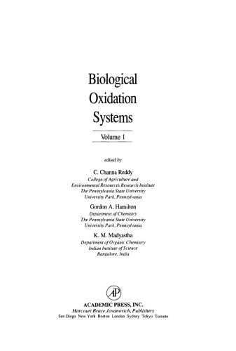 Biological Oxidation Systems. Volume 1