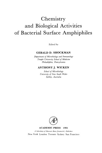 Chemistry and Biological Activities of Bacterial Surface Amphiphiles