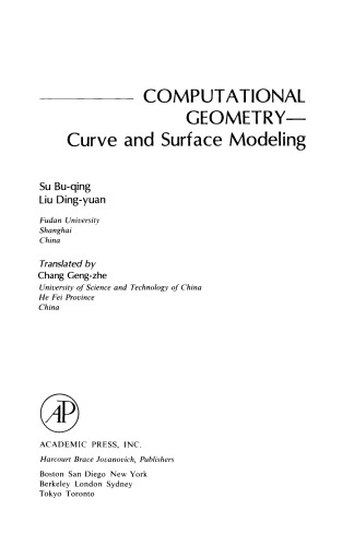 Computational Geometry. Curve and Surface Modeling