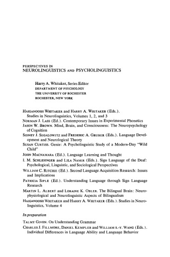 Studies in Neurolinguistics. Volume 4