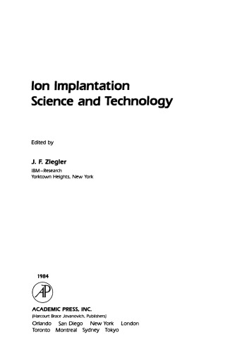 Ion Implantation Science and Technology