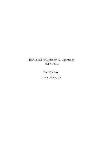 Handbook Differential Equations