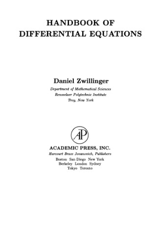 Handbook of Differential Equations