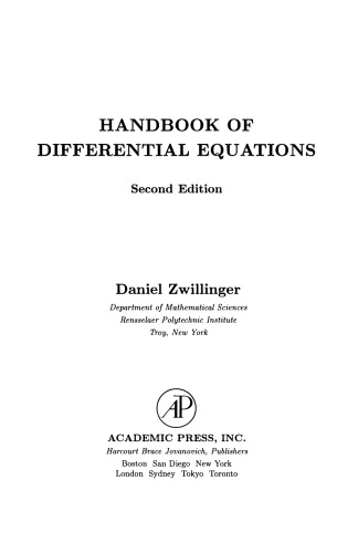 Handbook of Differential Equations
