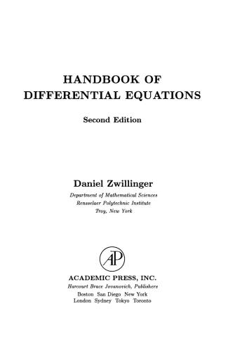 Handbook of Differential Equations