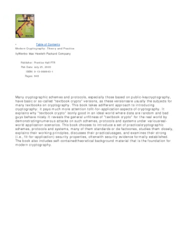 Modern Cryptography: Theory and Practice