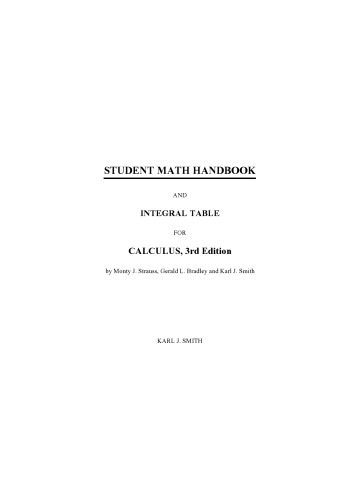 Student Mathematics Handbook and Integral Table for Calculus