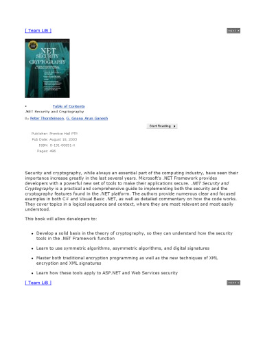 NET security and cryptography