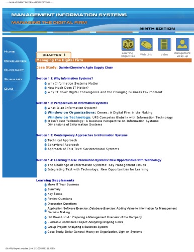 Management Information Systems: Managing the Digital Firm CDROM