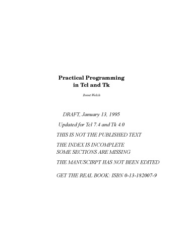 Practical Programming in Tcl and Tk/Book and Disk