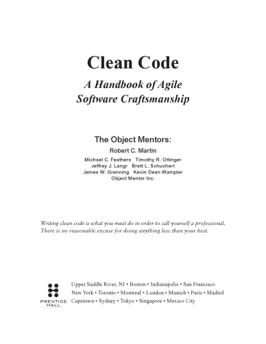 Clean Code: A Handbook of Agile Software Craftmanship