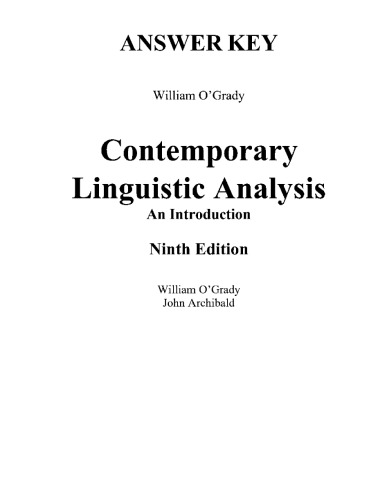 Contemporary Linguistic Analysis: Answer Key