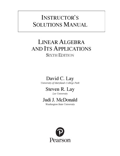 Linear Algebra and its Applications - Instructor Solution Manual