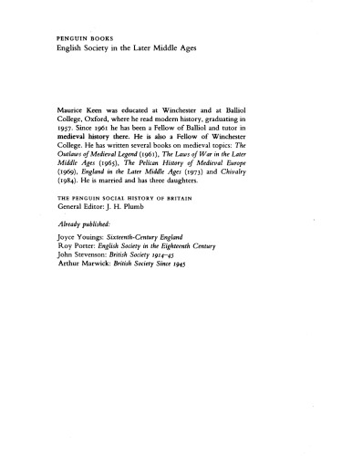 English society in the Later Middle Ages, 1348-1500