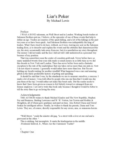 Liar's Poker: Rising Through the Wreckage on Wall Street
