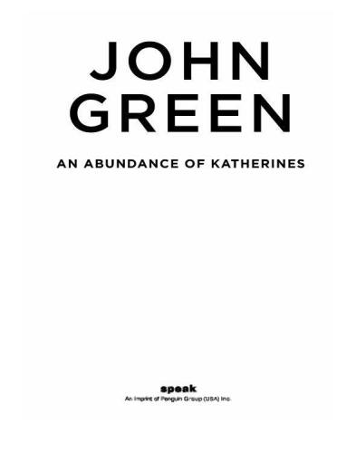 An Abundance of Katherines
