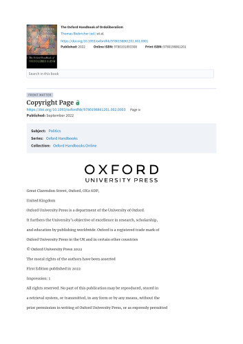 The Oxford Handbook of Ordoliberalism