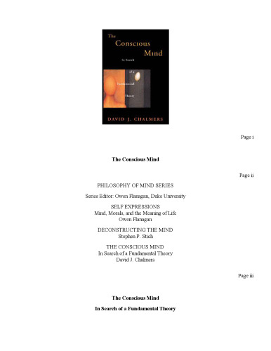 The conscious mind: in search of a fundamental theory