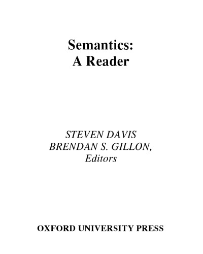 Semantics: A Reader