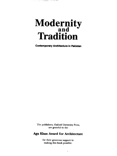 Modernity and tradition : contemporary architecture in Pakistan