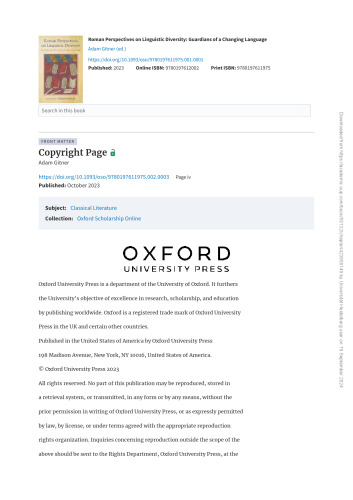 Roman Perspectives on Linguistic Diversity: Guardians of a Changing Language