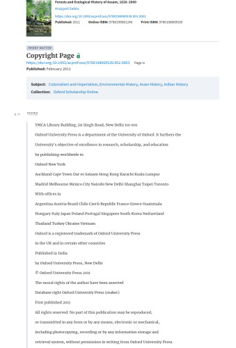 Forests and ecological history of Assam, 1826-2000