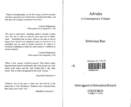 Advaita: A Contemporary Critique