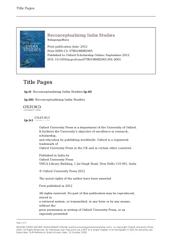 Reconceptualizing India Studies