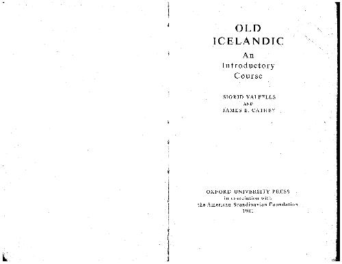 Old Icelandic: An Introductory Course
