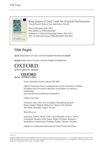King James VI/I and his English Parliaments
