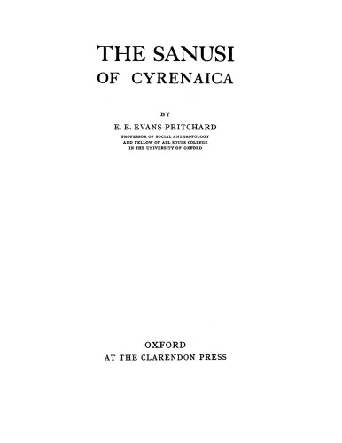 The Sanusi of Cyrenaica