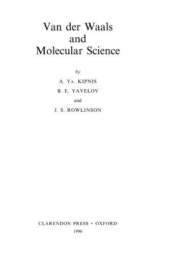 Van der Waals and molecular sciences