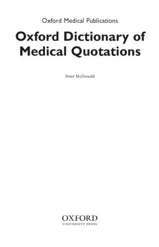 Oxford Dictionary of Medical Quotations