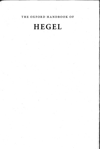 The Oxford Handbook of Hegel