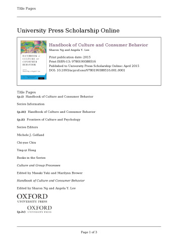 Handbook of culture and consumer behavior