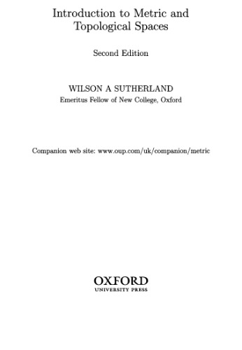 Introduction to Metric and Topological Spaces